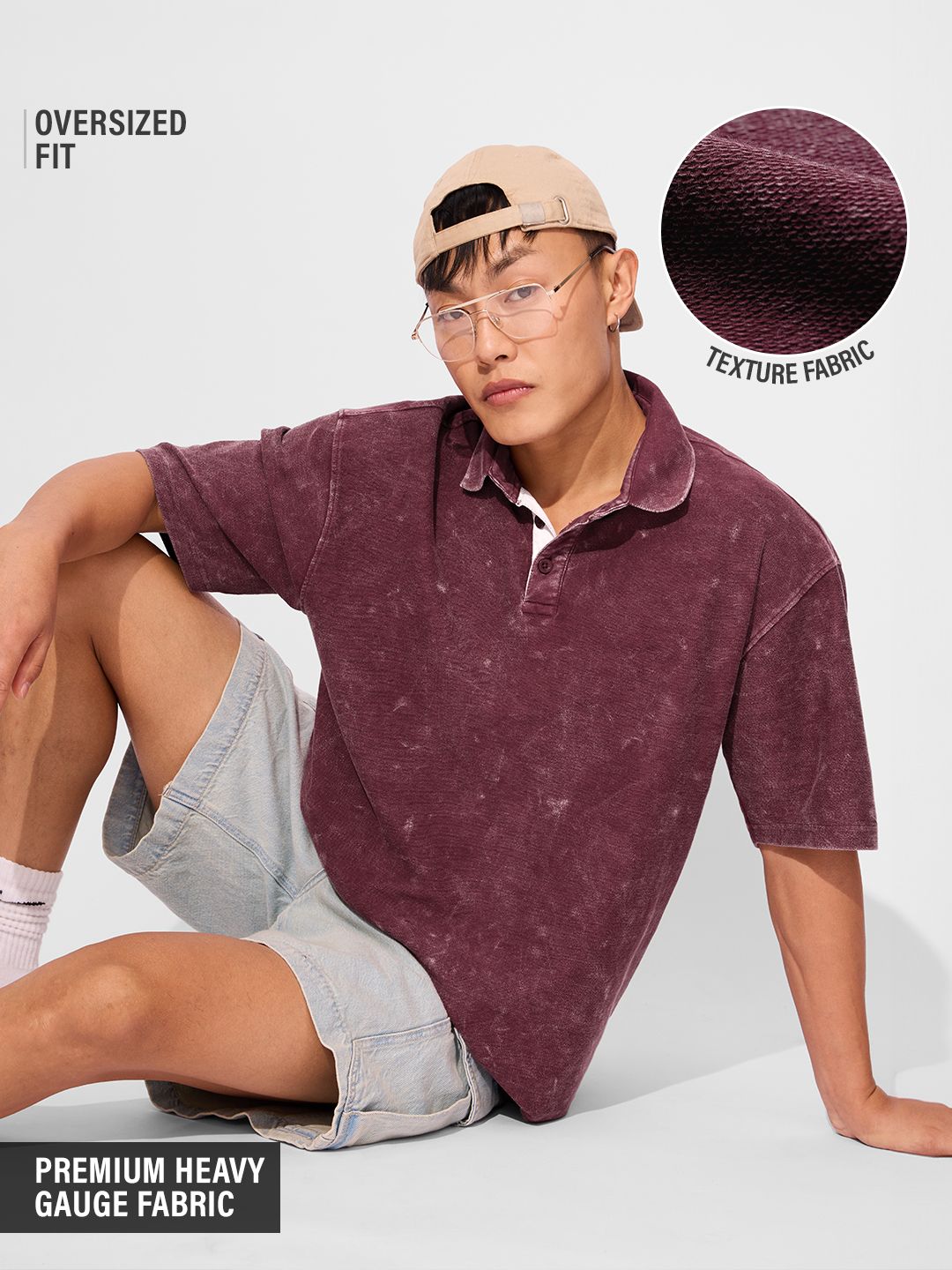 TSS Originals: Burgundy (Acid Washed) Oversized Polos
