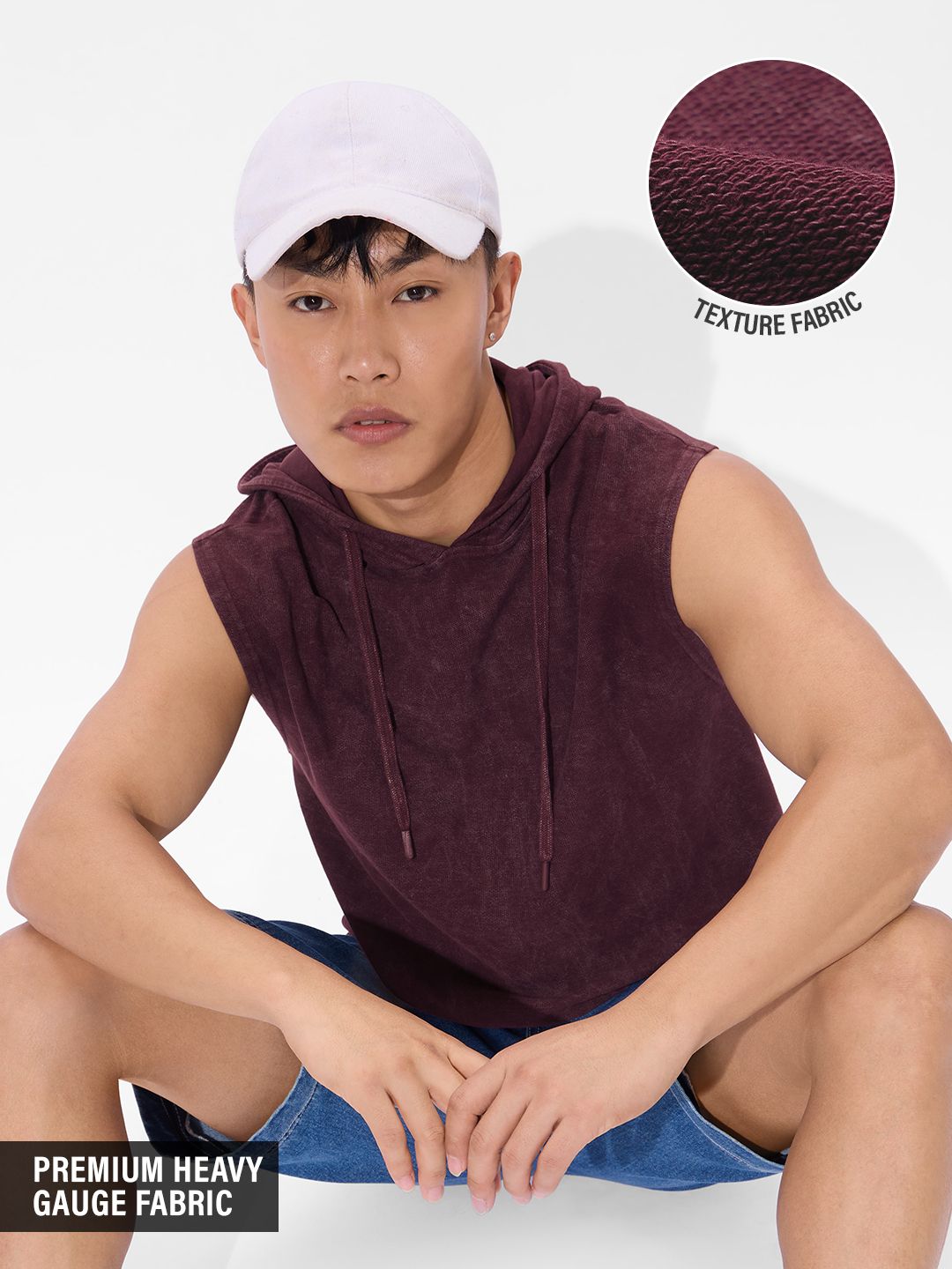 Solids: Maroon Blaze Men Hooded T-Shirts