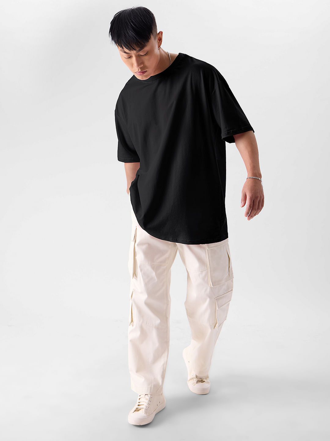 Solids Oversized: Black Oversized T-Shirts price