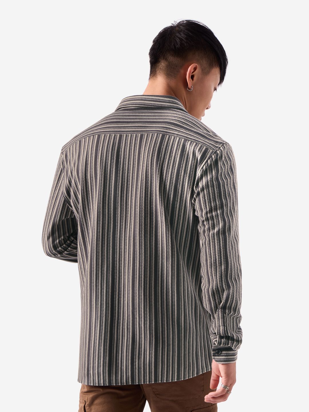 Buy Stripes: Grey And White Knit Shirts