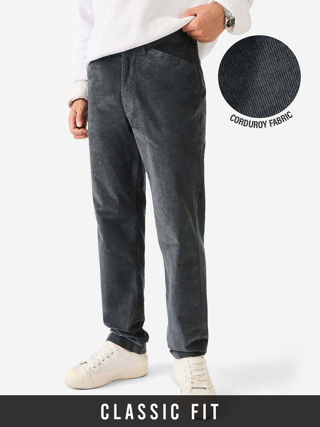 Corduroy Pants: Charcoal Grey