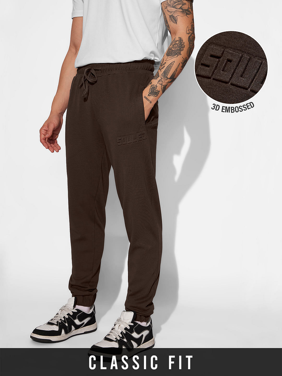 Buy Solids Chocolate Brown Men Jogger Online