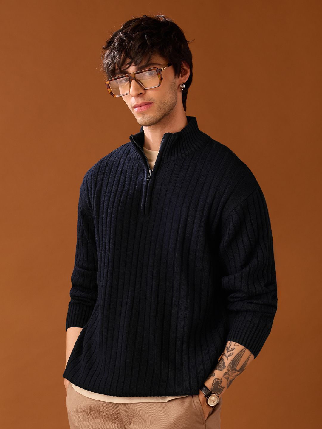 Solids: Navy Blue Oversized Pullovers online