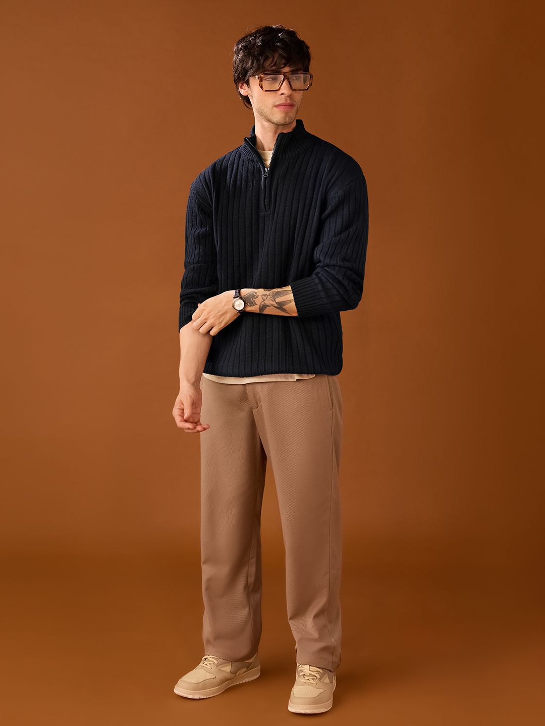 Buy Solids: Navy Blue Oversized Pullovers