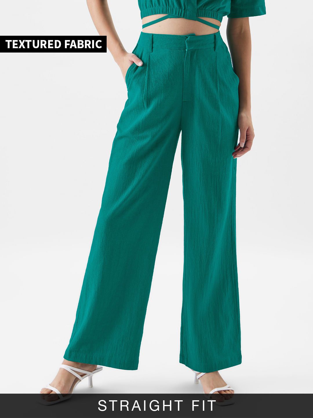 Solids: Teal Green Women Pants