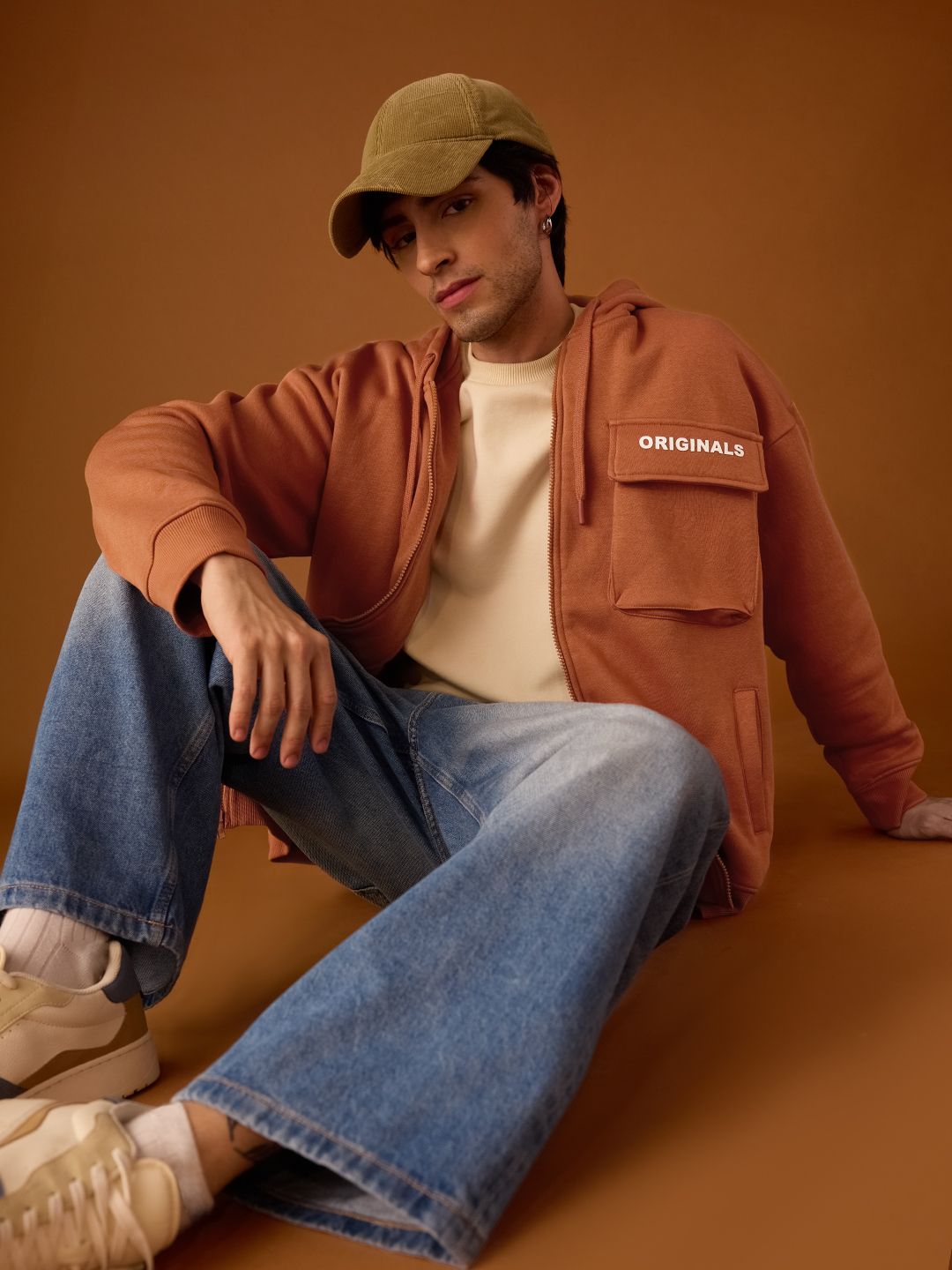 Buy Solids: Warm Coral Men Oversized Hoodies