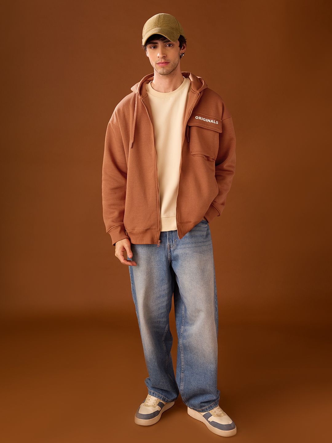 Solids: Warm Coral Men Oversized Hoodies price