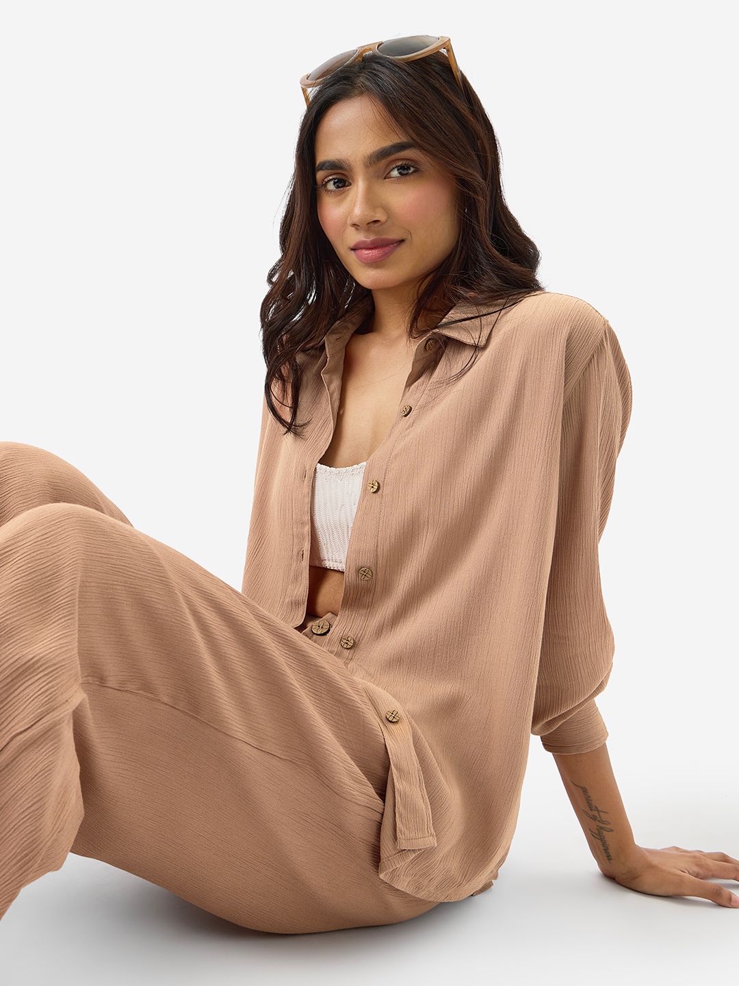 Oversized Solids: Hazel Gold Women Boyfriend Shirts online