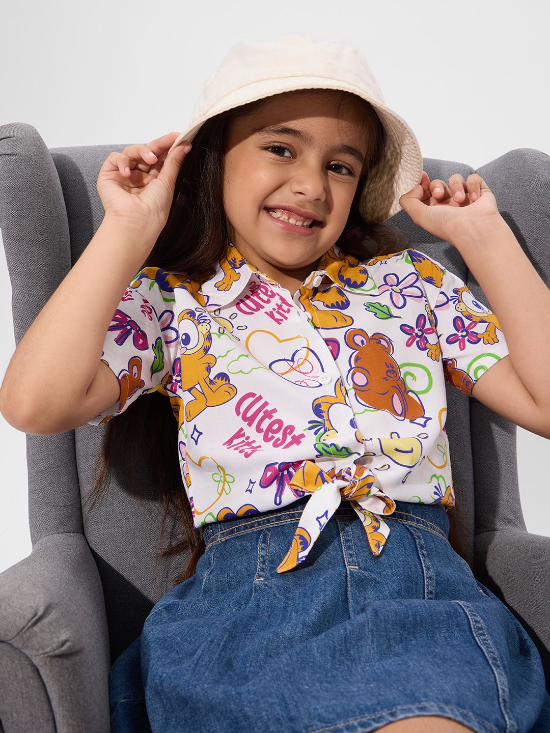 Garfield: Cutest Kitten Girls Cotton Crop Tops (2-8 Yrs) Online