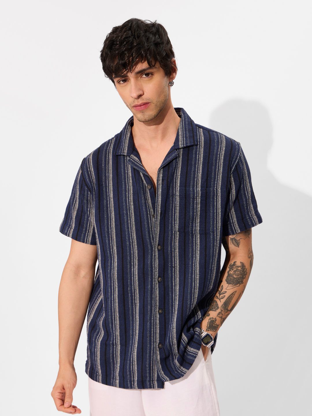 TSS Originals: Navy Men Textured Shirts price
