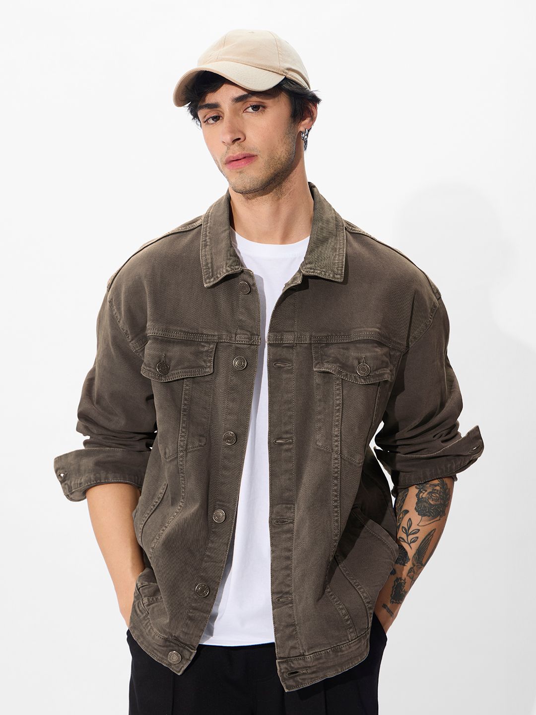 Denim Jacket: Stone Olive Denim Jackets price