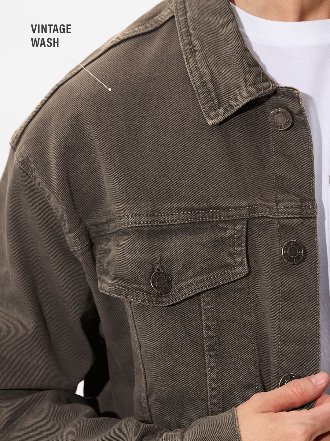 Buy Denim Jacket: Stone Olive Denim Jackets