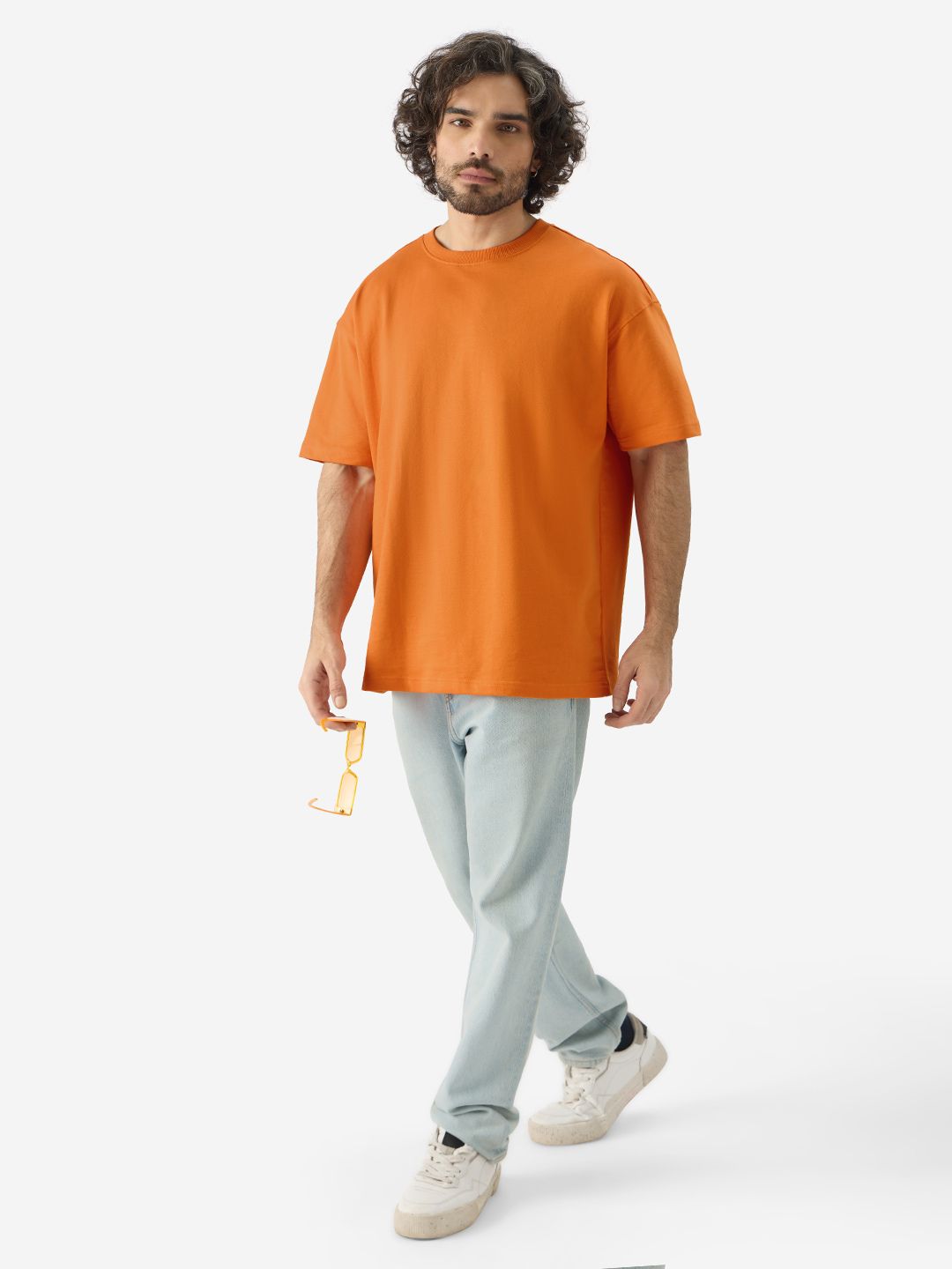 Solids: Orange Blaze Oversized T-Shirts online
