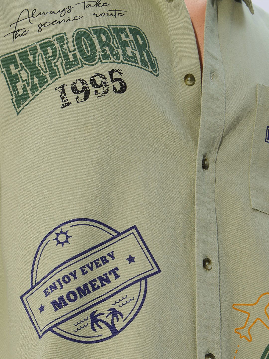 Buy TSS Originals Travel Stamps Men Relaxed Shirts Online