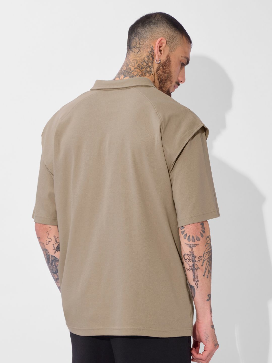 Buy Korean Polo: Beige Oversized Polos