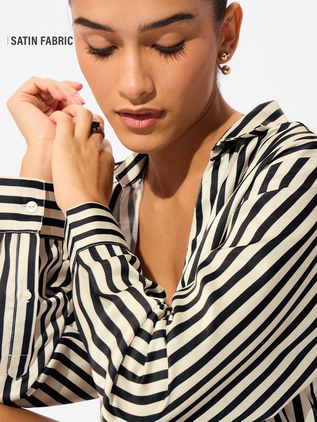 Satin Shirt: Phantom Stripes Women Shirts