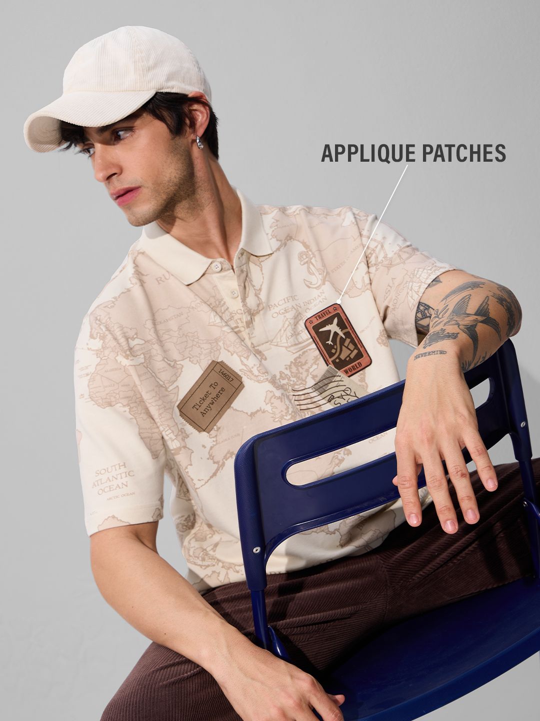 Buy TSS Originals: Travel Badges Oversized Polos Online at The