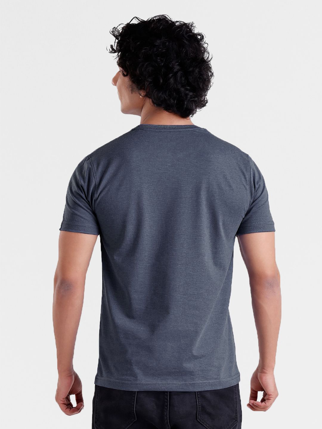 Solids: Navy Blue Melange T-Shirts price