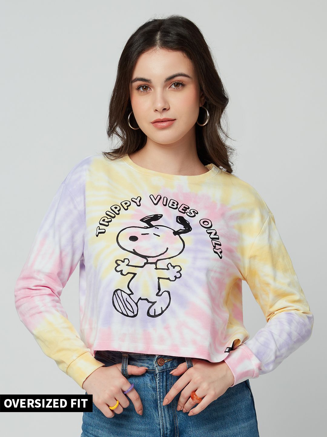 Peanuts: Trippy Vibes Women Oversized Crop Tops Online