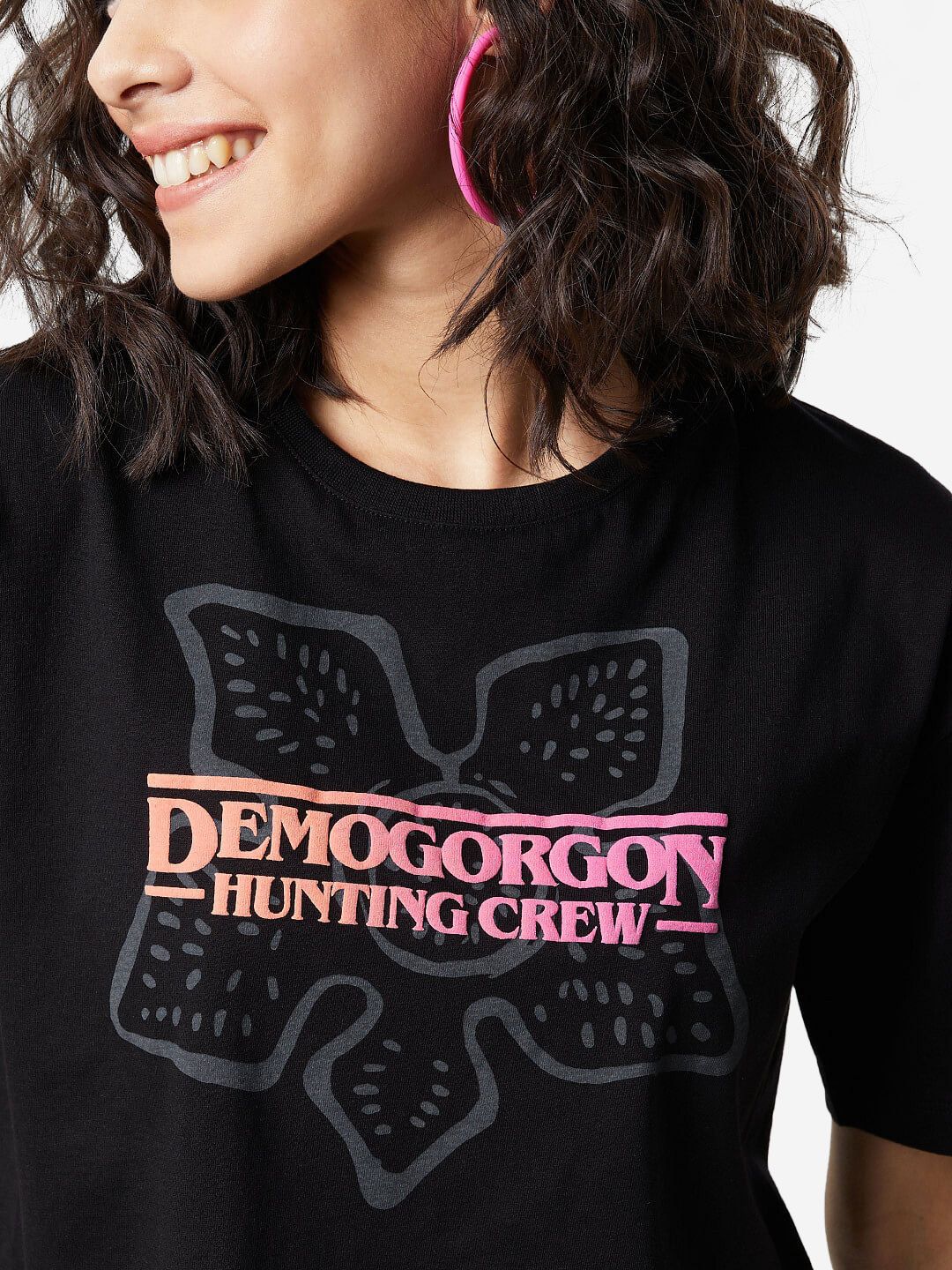 Stranger Things: Demogorgon Hunting Crew (Oversized) Women Oversized Cropped T-Shirts online