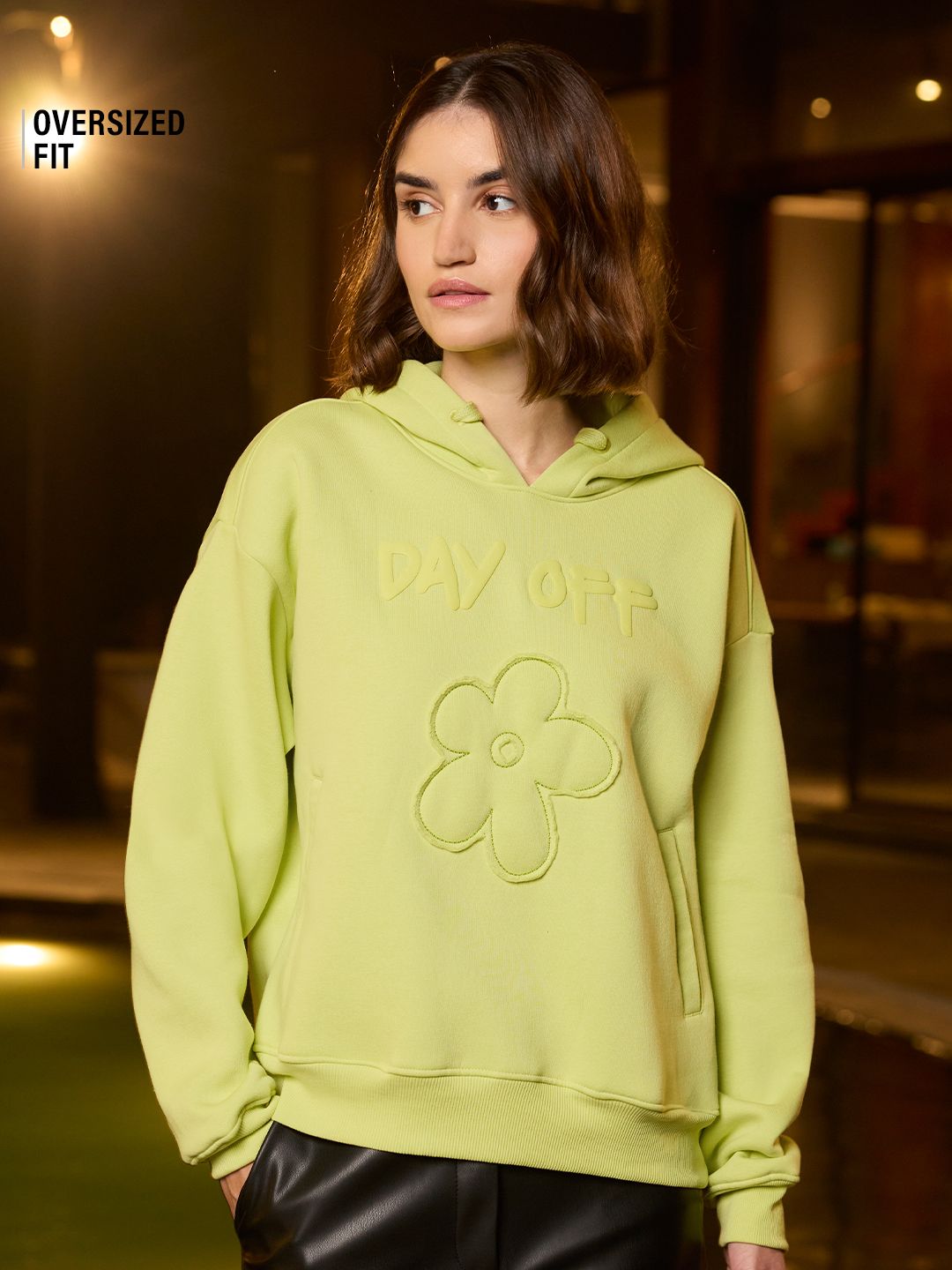Solids: Lush Lime Women Oversized Hoodies