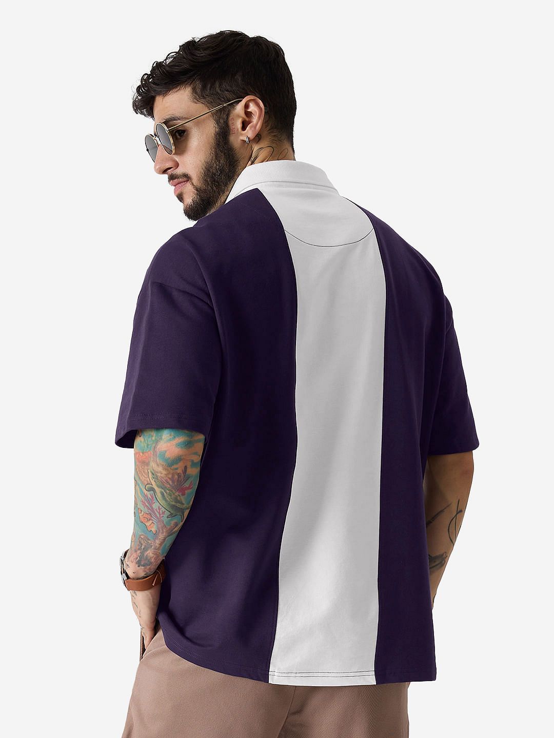 Solids: White & Berry Colourblock Oversized Polos price