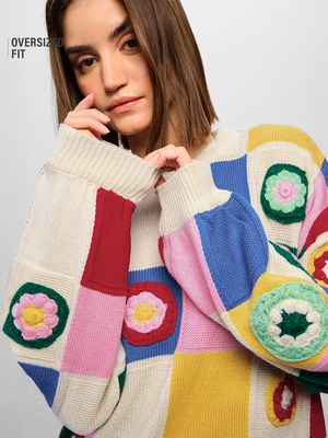 Knitted Sweater: Dahlia Women Oversized Sweaters By The Souled Store