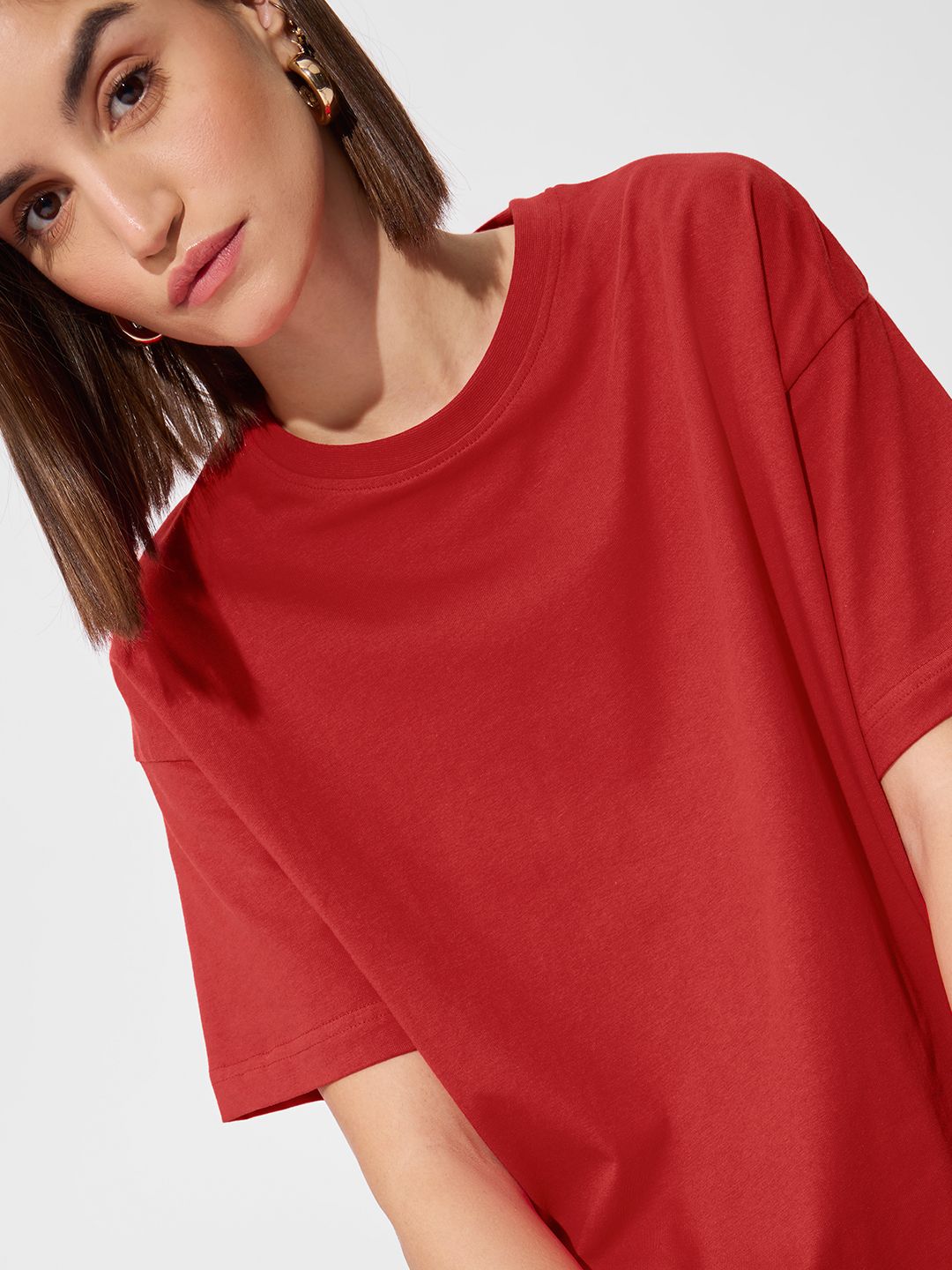 Street Solids: Rouge Red Women Oversized T-Shirts online