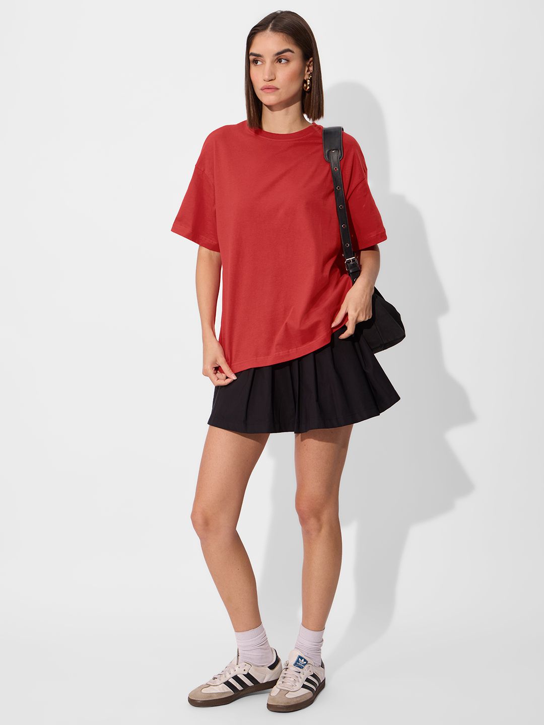 Street Solids: Rouge Red Women Oversized T-Shirts price