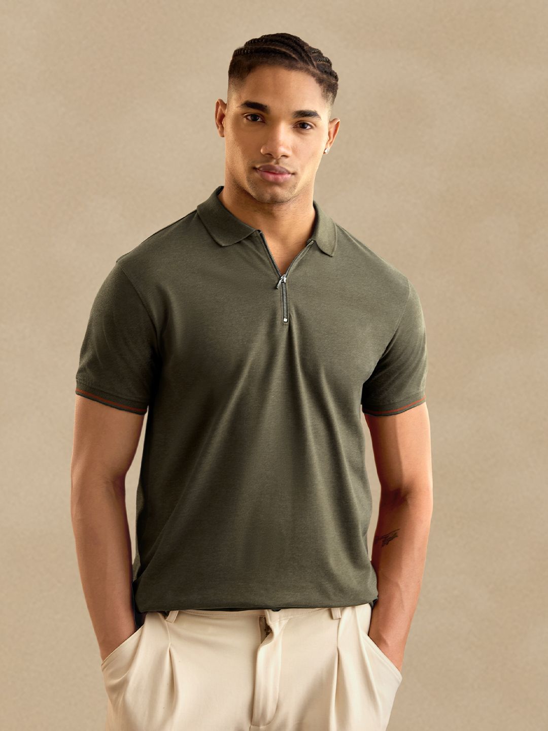 Buy Solids: Olive Men Polo Online