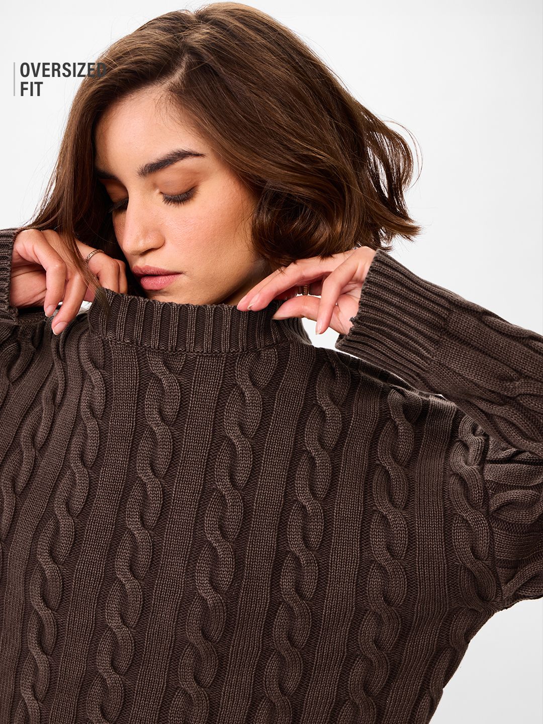 Cable Knit Sweater: Mocha Women Oversized Sweaters online