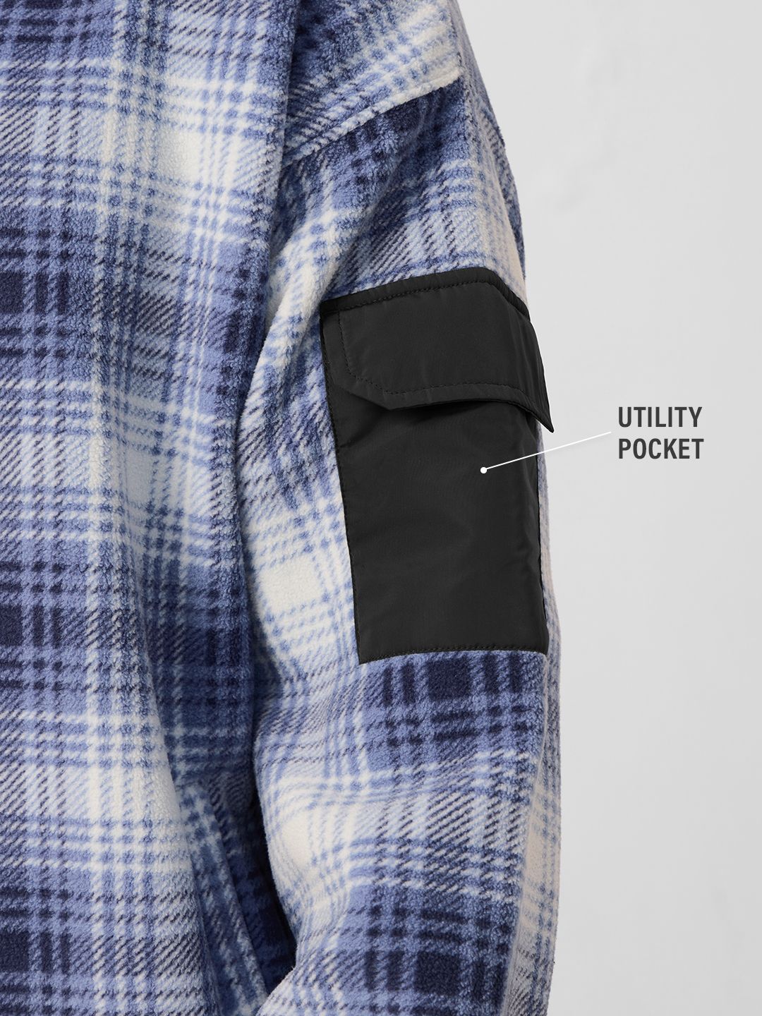 Buy Polar Fleece Hoodie: Blue Checks Men Oversized Hoodies