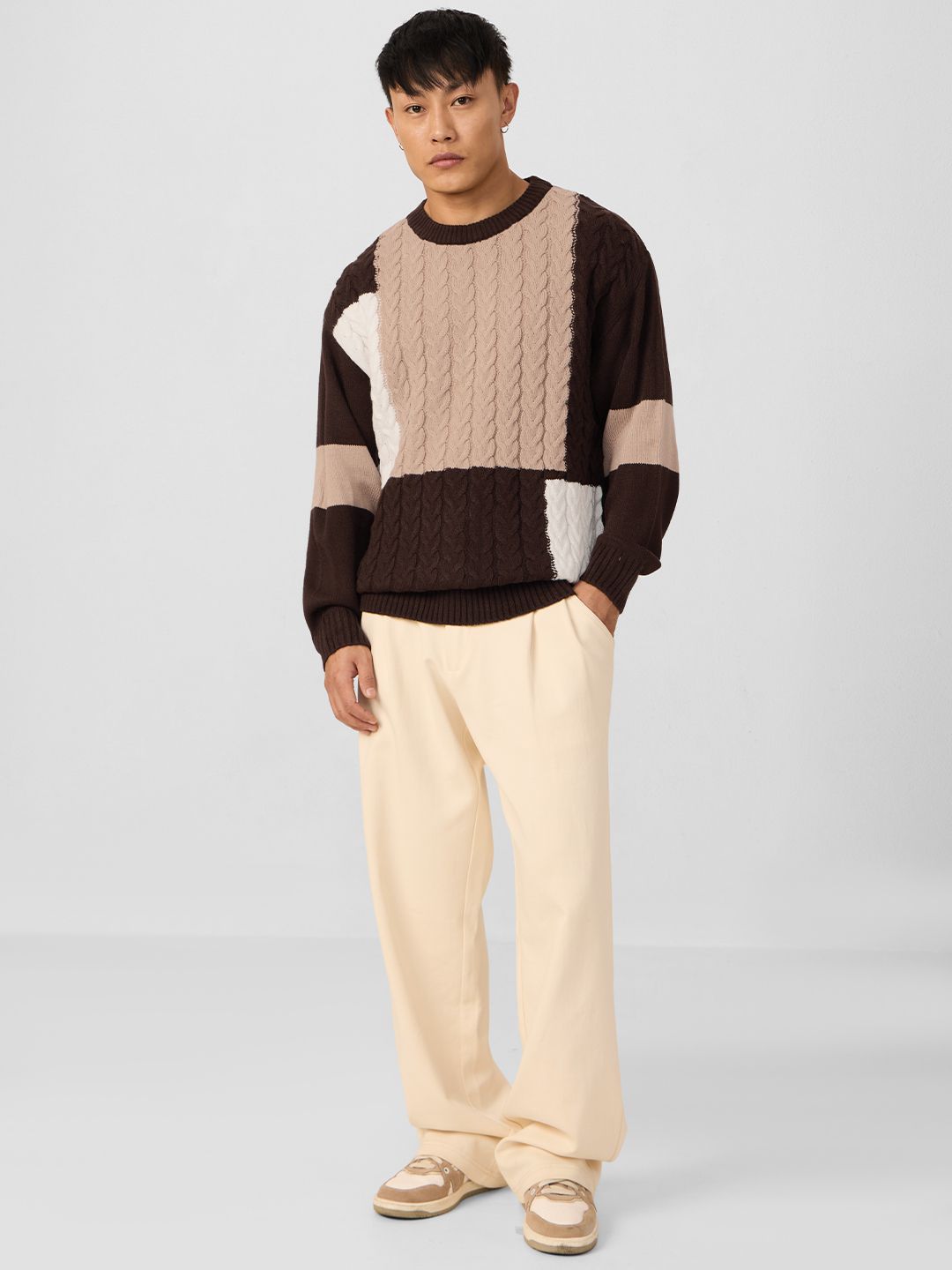 Buy Colourblock Pullover: Mocha Oversized Pullovers