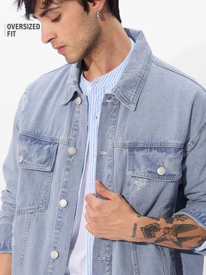 Buy Men Oversized Denim Shacket Online at The Souled Store