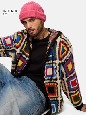 Jacquard Hoodie: Colour Pop Oversized Pullovers By The Souled Store