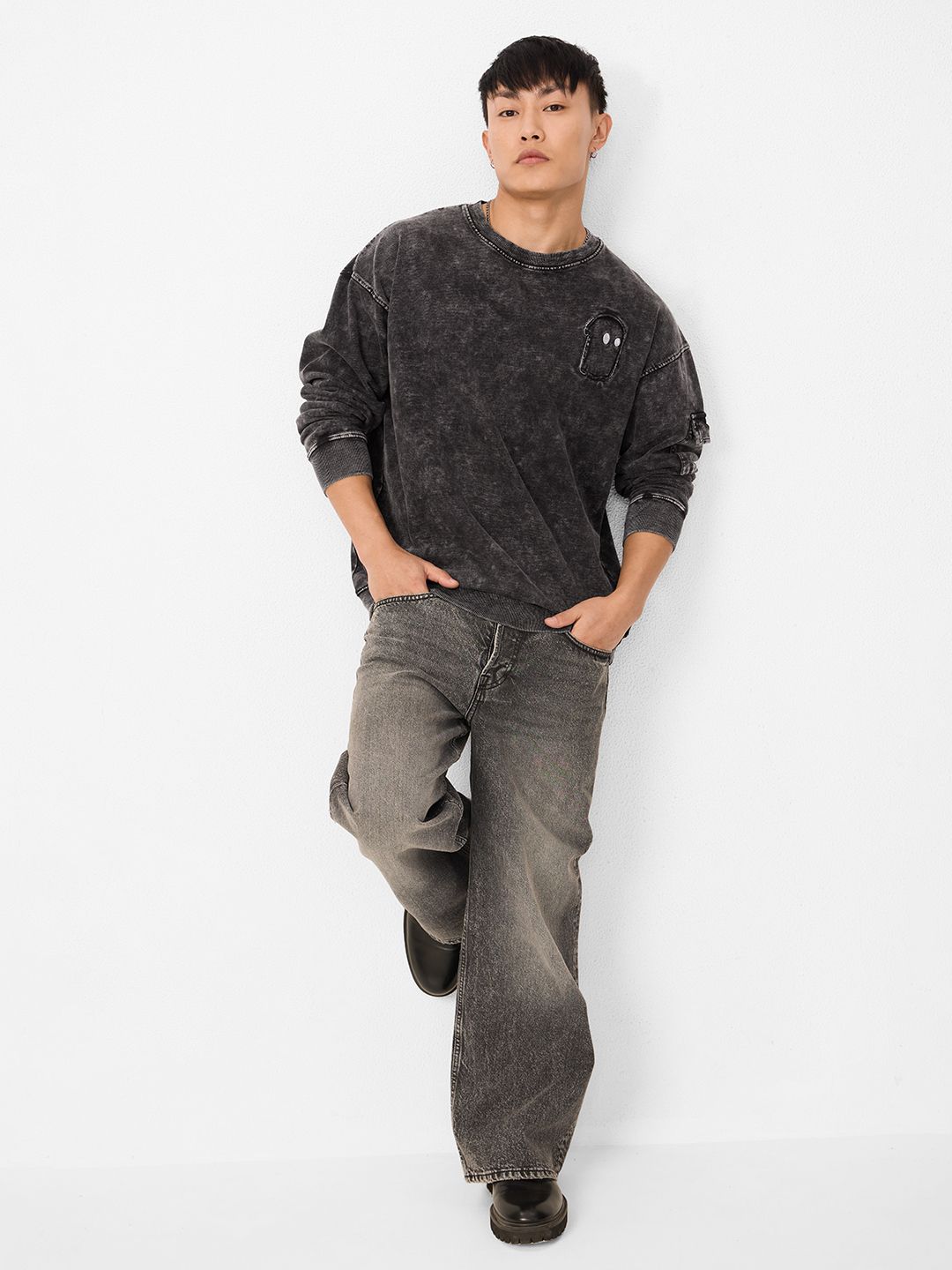 Vintage Wash Sweatshirt: Midnight Men Oversized Sweatshirts price