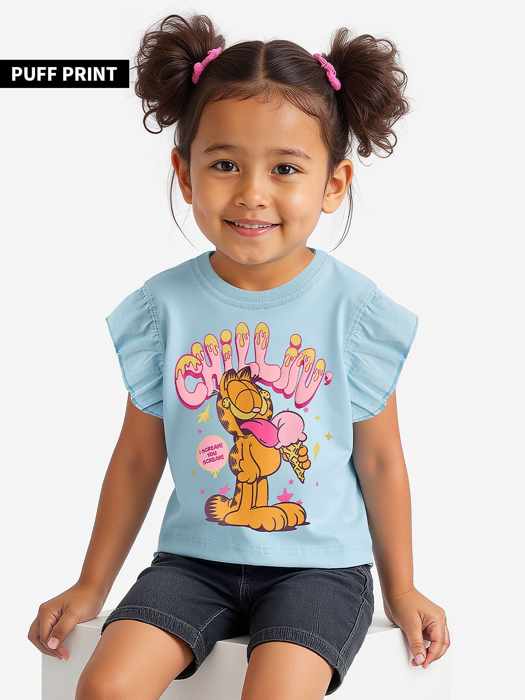 Garfield: Chillin' Girls Flutter Sleeve Tops (2-8 Yrs) Online