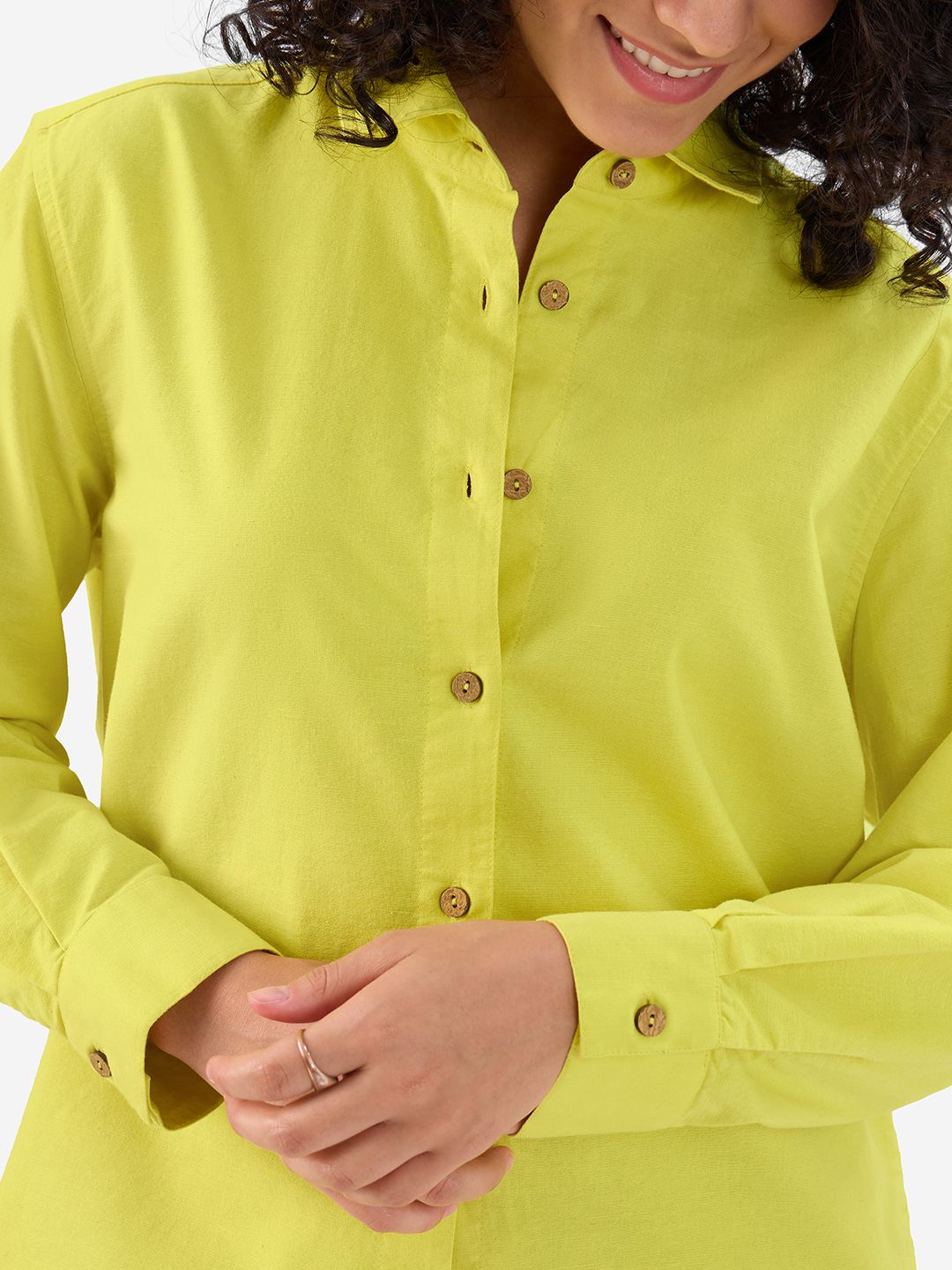 Cotton Linen Shirt: Lime Green Women Shirts online