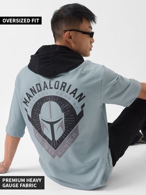 Felpa Con Cappuccio Star Wars Mandalorian Big Face – Ufficiale, Taglio Classico, 241 G, Nastro Twill Al Collo