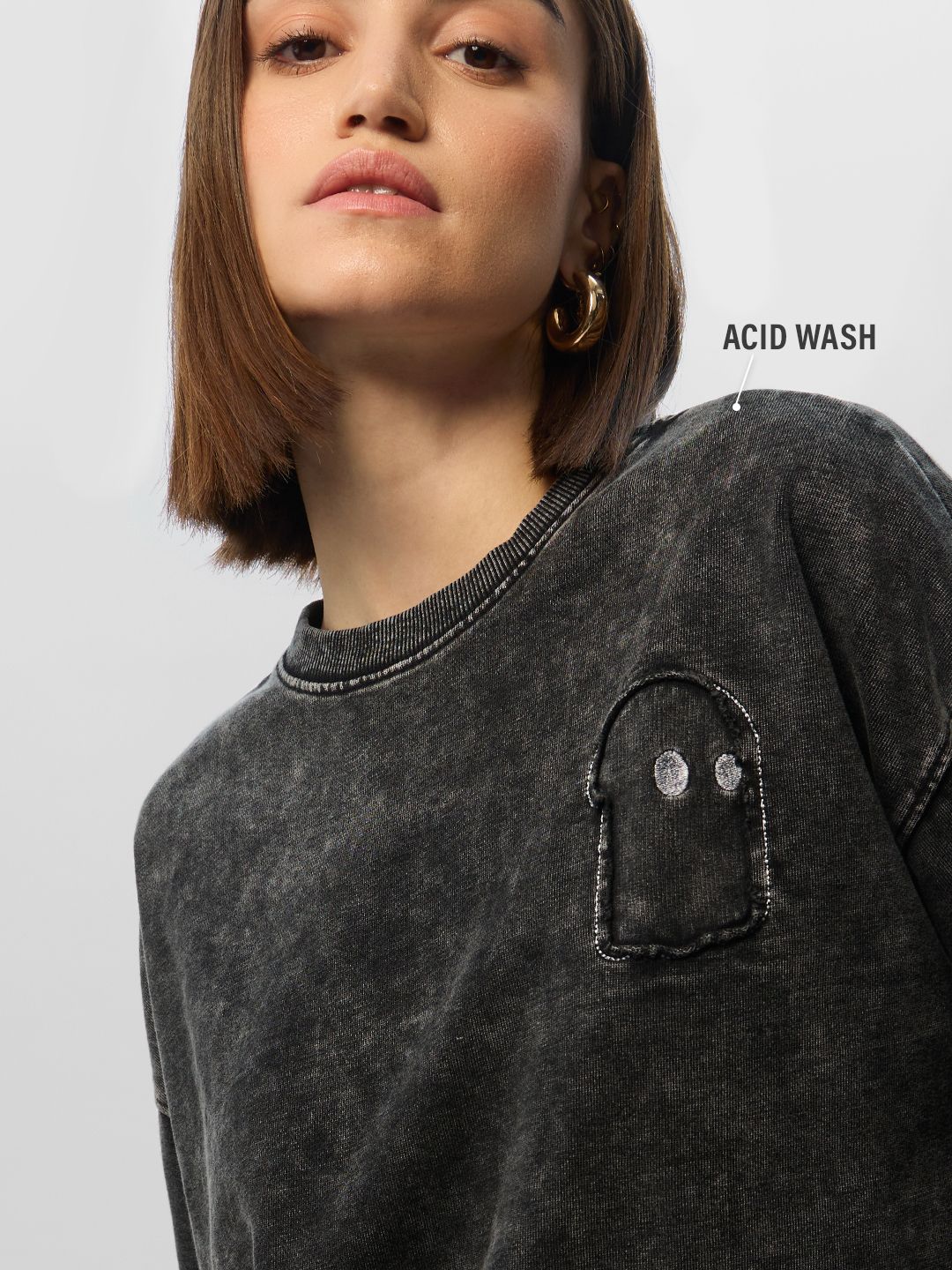 Acid Wash: Graphite Women Oversized Sweatshirts online