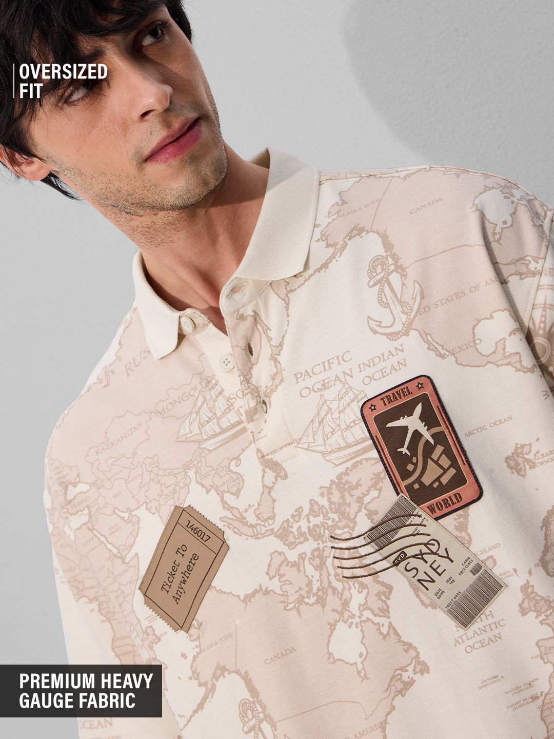 Buy TSS Originals: Travel Badges Oversized Polos Online at The