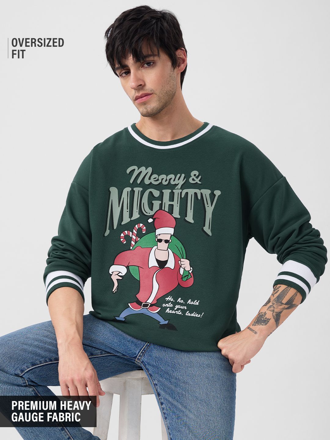 Johnny Bravo: Merry & Mighty Men Oversized Sweatshirts Online