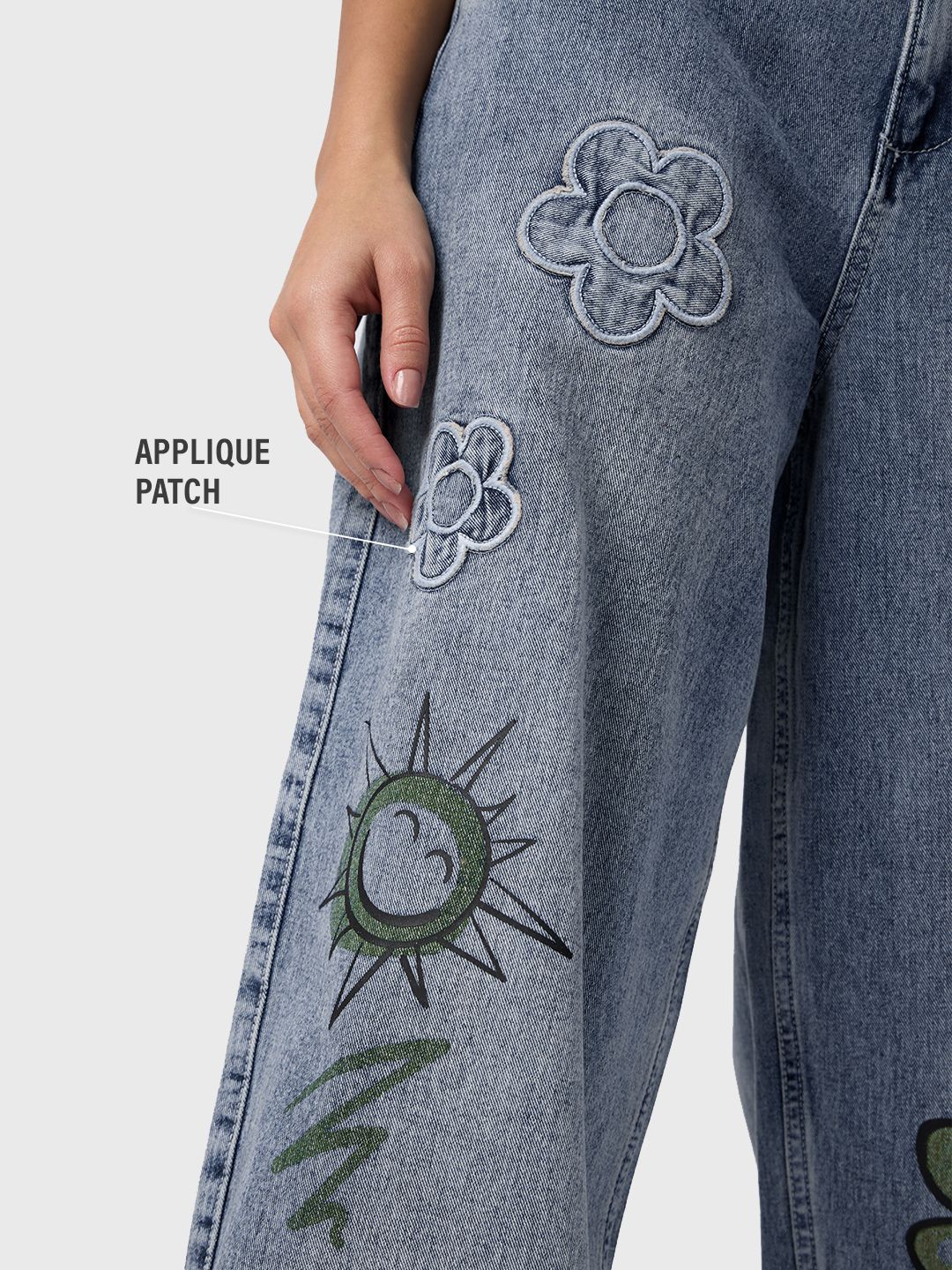 Buy Denim: Floral Blue (Baggy Fit) Women Jeans