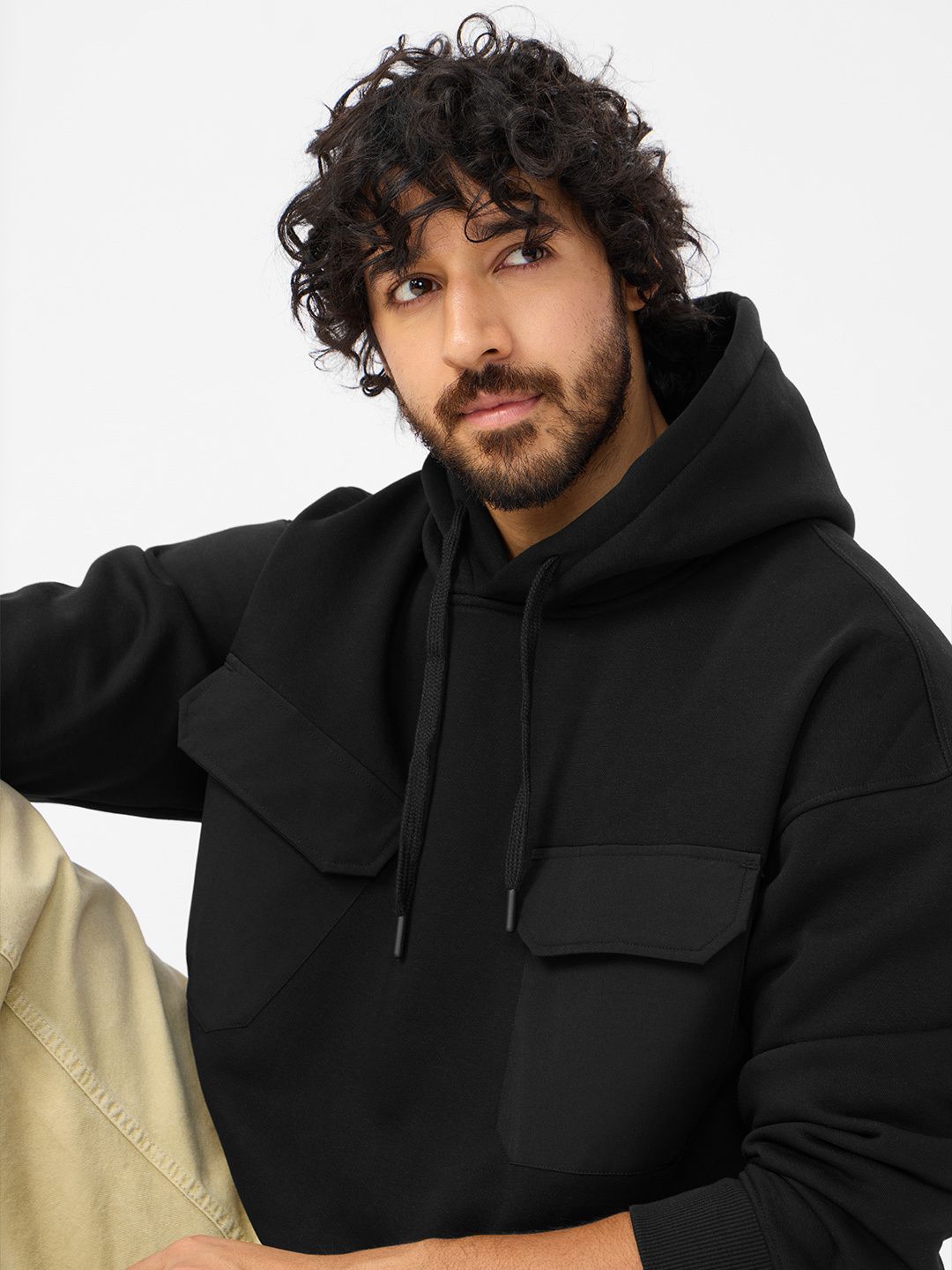 Utility Pullover: Black Men Oversized Hoodies price