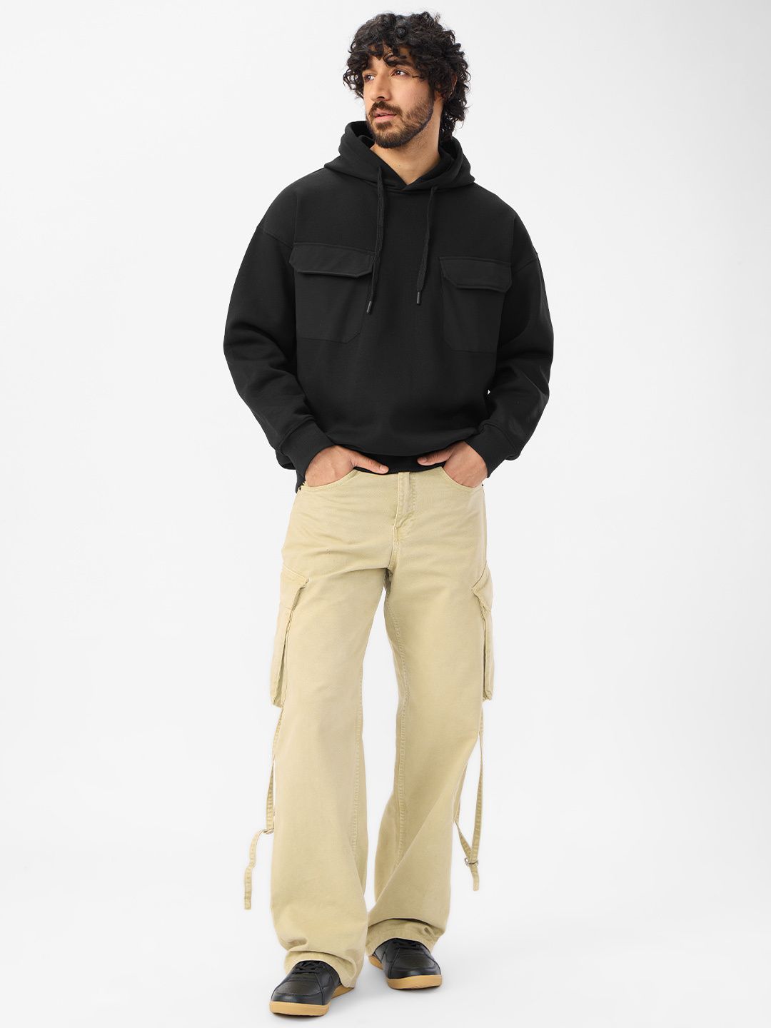 Buy Utility Pullover: Black Men Oversized Hoodies