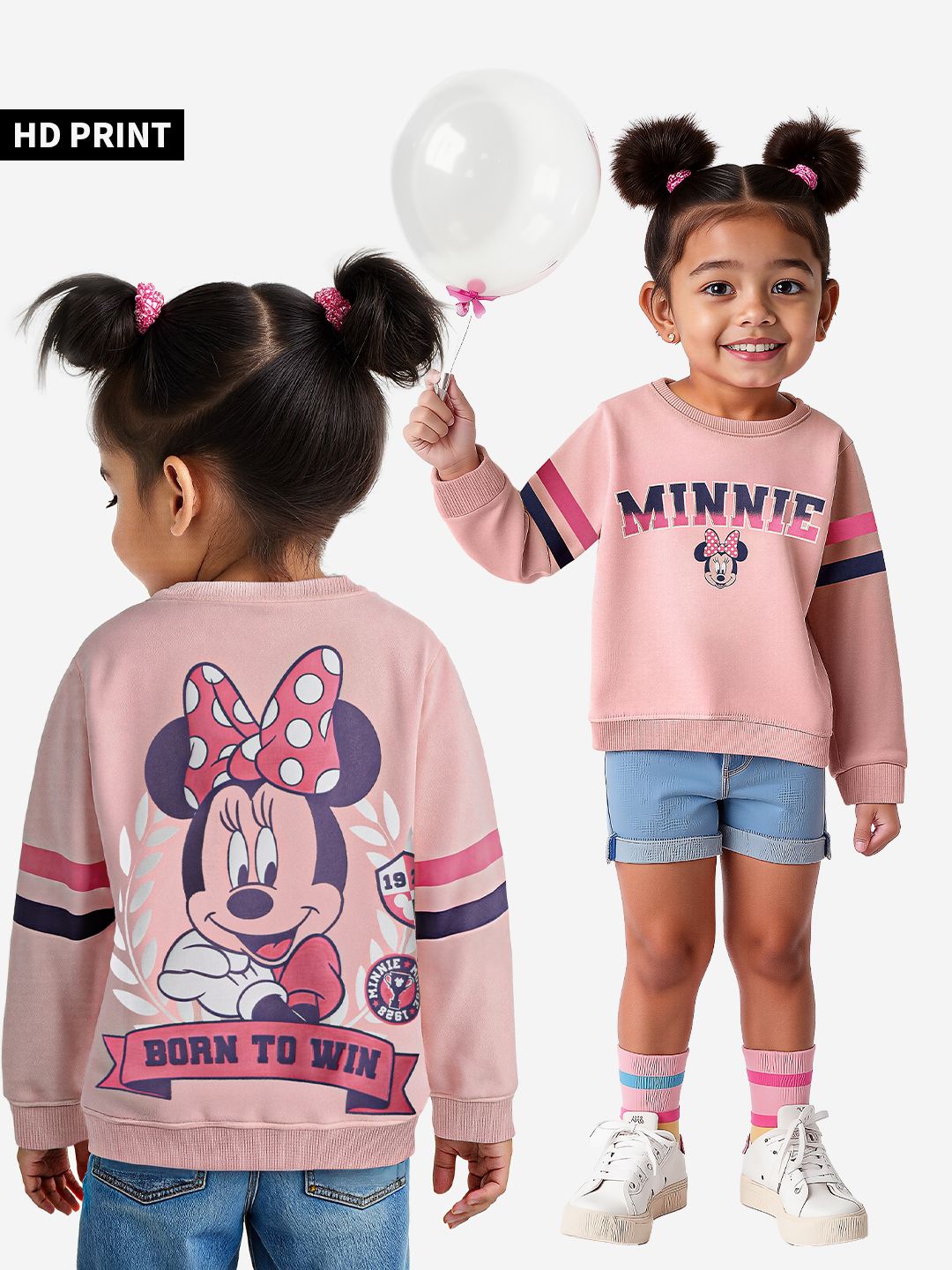 Disney: Minnie Mouse Girls Cotton Sweatshirts (2-8 Yrs)