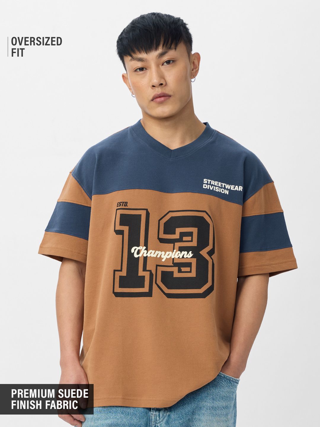 Buy Colourblock: Teal Terrain Men Oversized T-Shirts Online