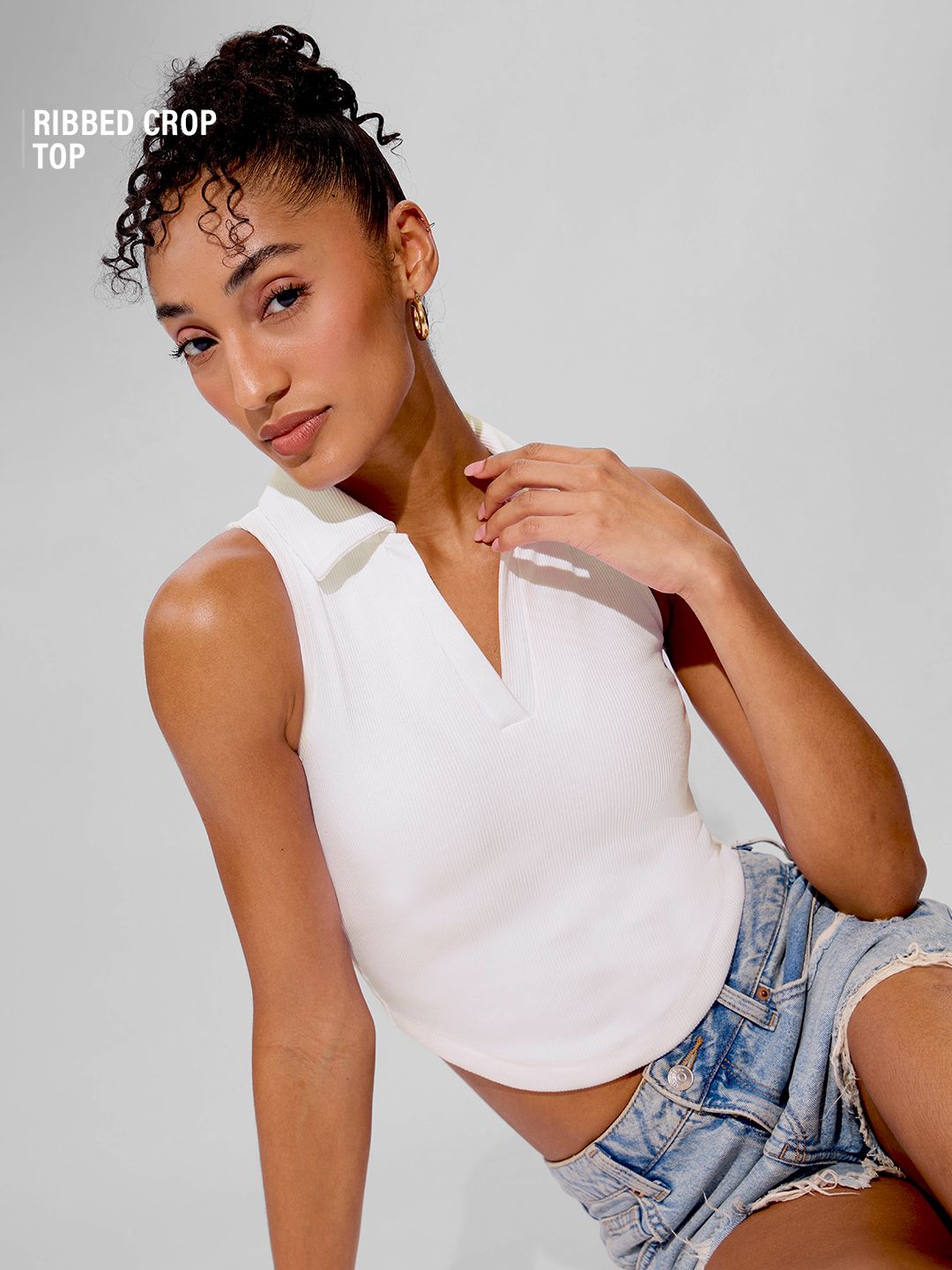 Solids: Classic White Women Cropped Polos