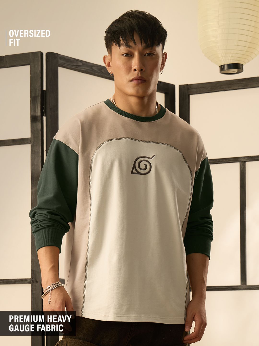 Naruto Shippuden: Konoha Leaf Oversized Full Sleeve T-Shirts Online