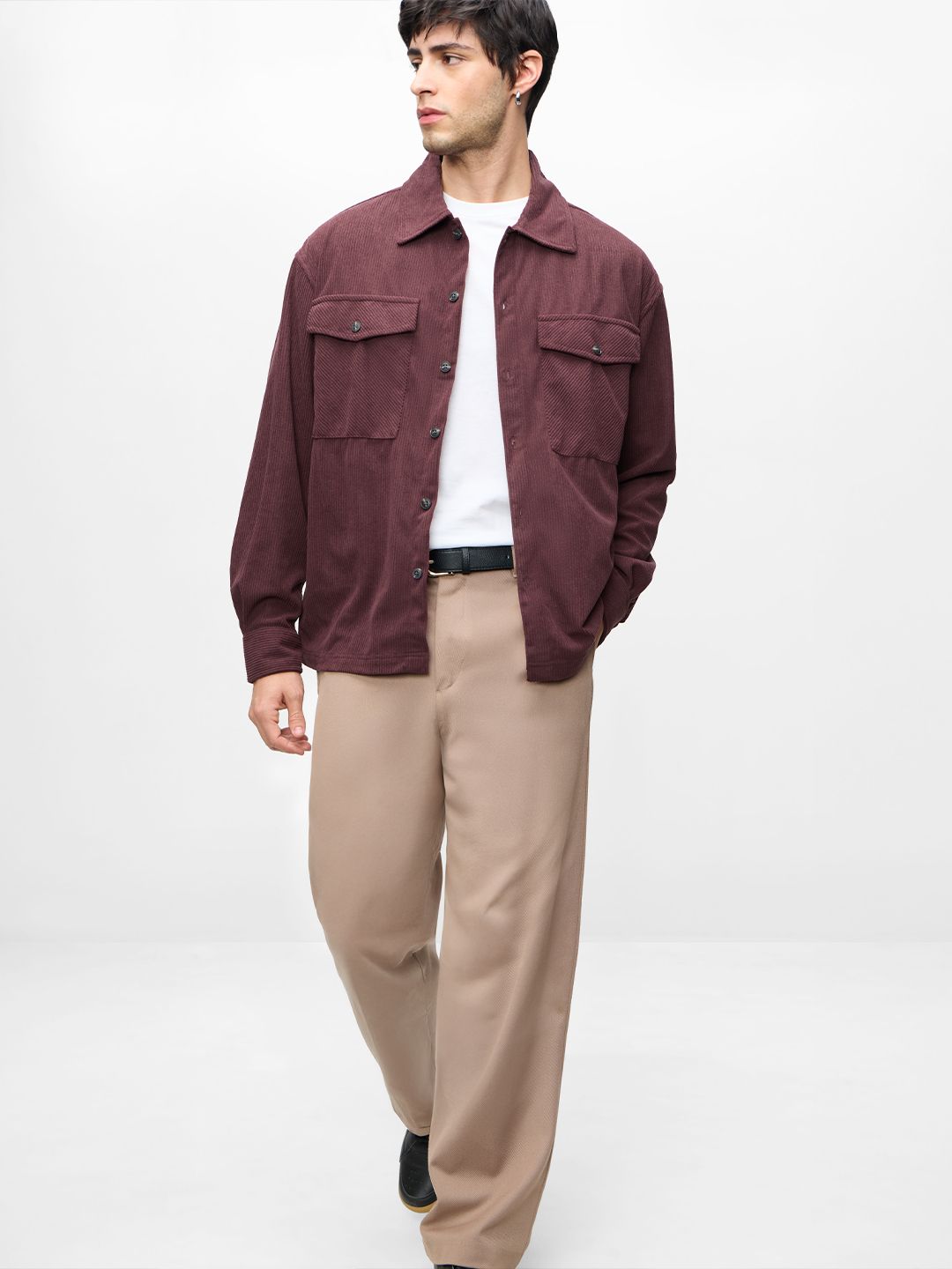 Corduroy Shacket: Maroon Men Shackets price